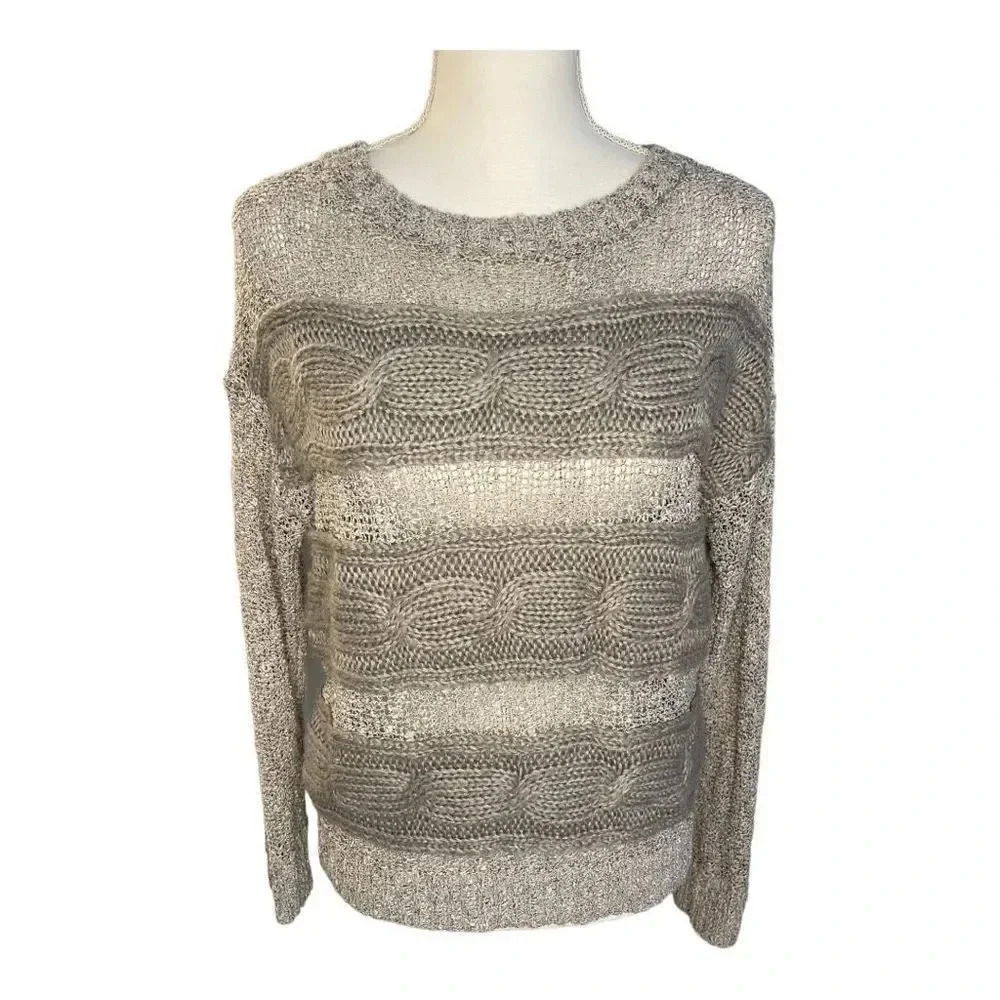 Gianni Bini Women’s Small Gray Semi-Sheer Long Sleeved Sweater